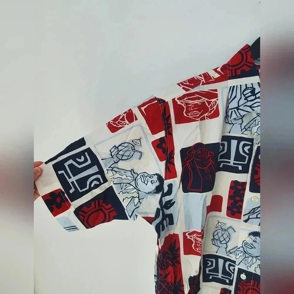 90's Platinum FUBU Fat Albert All Over Print Button Down Shirt - Picture 2 of 12